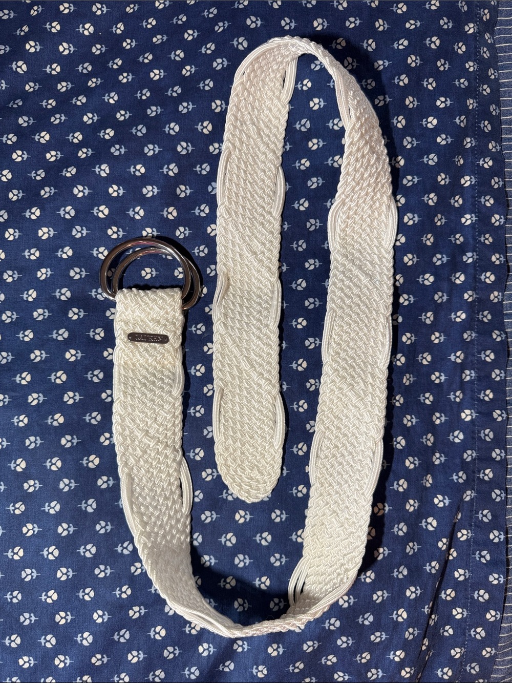 Lauren Ralph Lauren Woven Double-Ring White Belt
